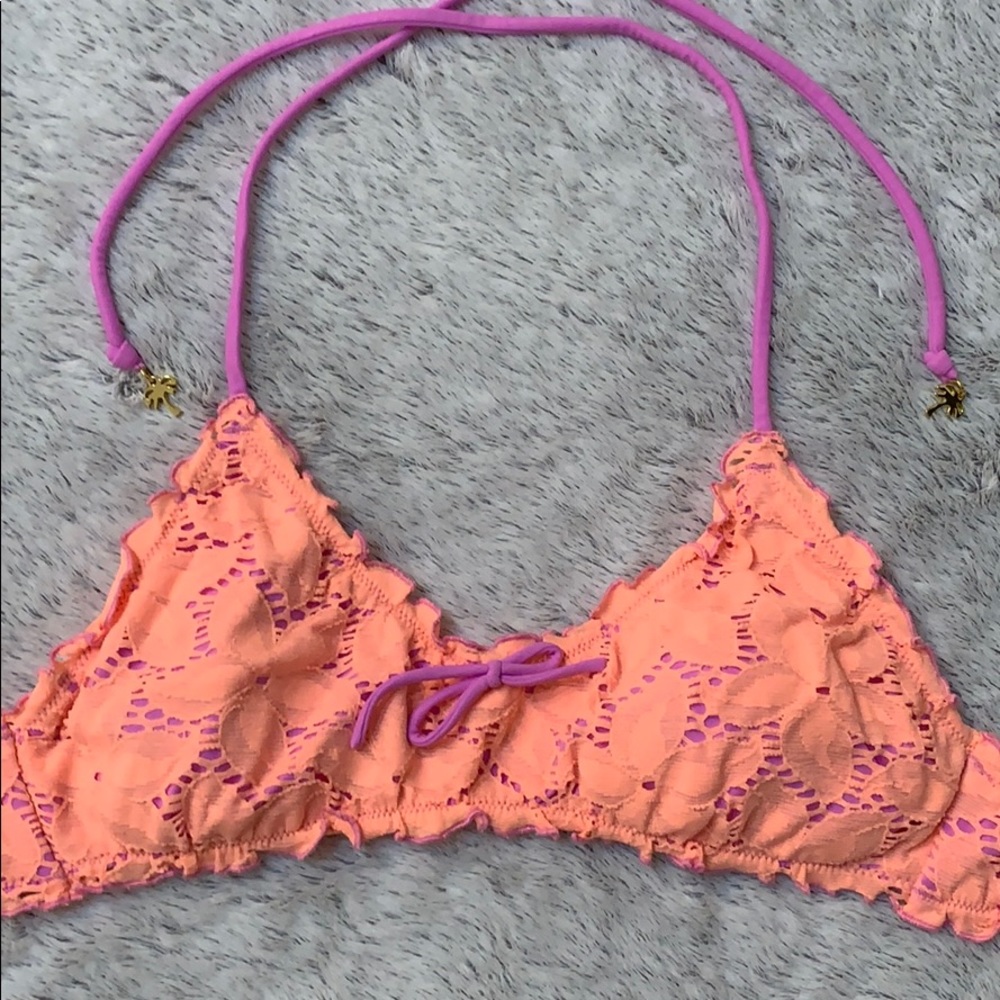 VS lace two tone halter bikini top